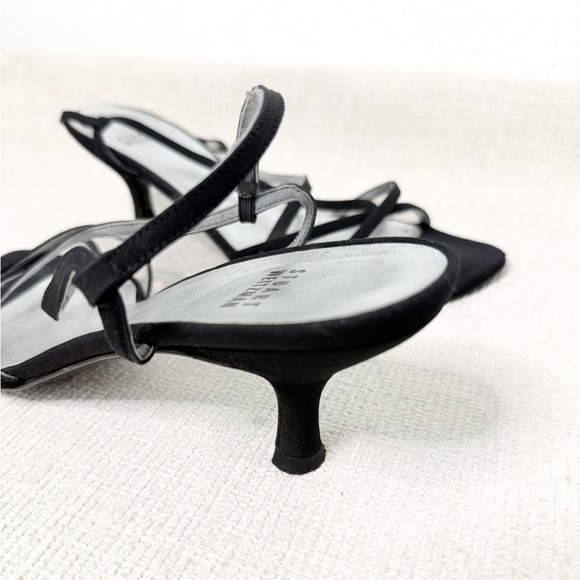 Stuart Weitzman Vintage Black Strappy Kitten Heels - Picture 3 of 8